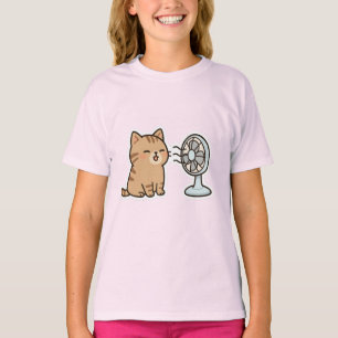 T-shirt Chill Cat by the Fan - Joli Sticker d'été"
