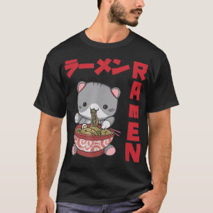 T-shirt Chill Cat Ramen Anime Noodles Kawaii Japonais Sket