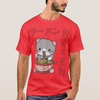 T-shirt Chill Cat Ramen Anime Noodles Kawaii Japonais Sket