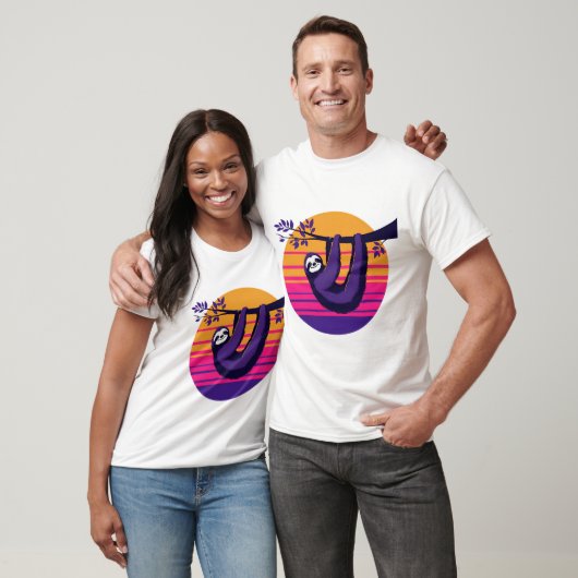 T-shirt Chill like a Sloth - Retro Sunset Sloth (Unisexe)
