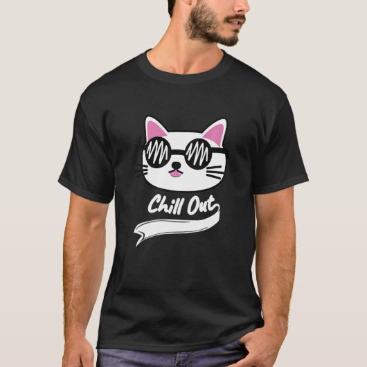 T-shirt Chill Out Lunettes de soleil Cool Chat Kitten Chat (Devant)
