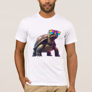T-shirt Chill Tortoise with Rainbow Sunglasses