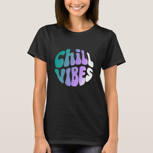 T-shirt Chill Vibes Retro Gradient Typography (Devant)