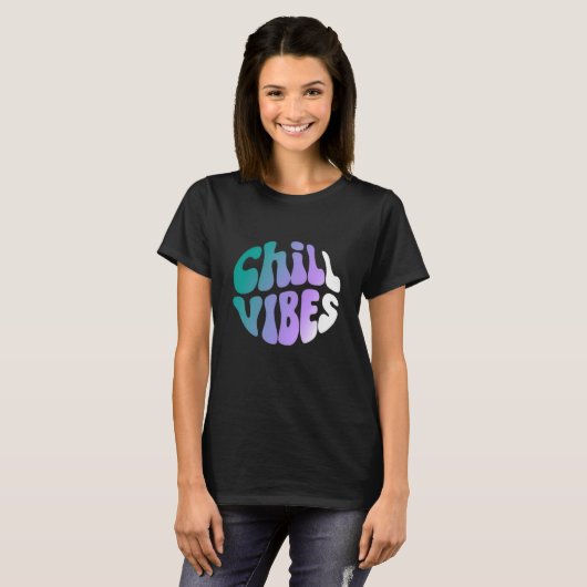 T-shirt Chill Vibes Retro Gradient Typography (Devant entier)