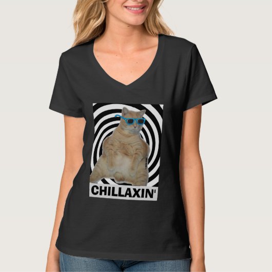 T-shirt CHILLAXIN' Fat Manx Chat avec lunettes de soleil T (Devant)