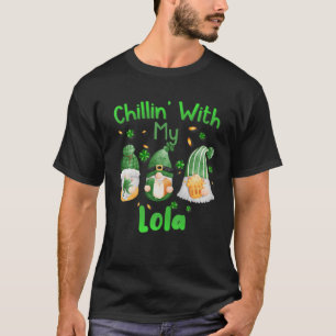 T-shirt Chillin Avec Ma Lola Green Plaid Gnomes St Patrick