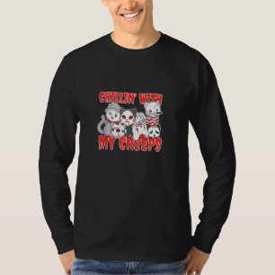 T-shirt Chillin Avec Mes Creeps Chat Horreur Killer Hallow