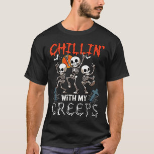 T-shirt Chillin' Avec Mes Creeps Halloween Trois Ske Horre