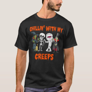 T-shirt Chillin avec mes cris Vampire Halloween Skeleton