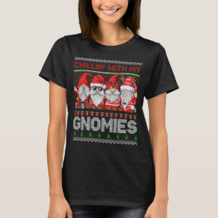 T-shirt Chillin Avec Mes Gnomes Gnome Laide Dans Le Rouge 