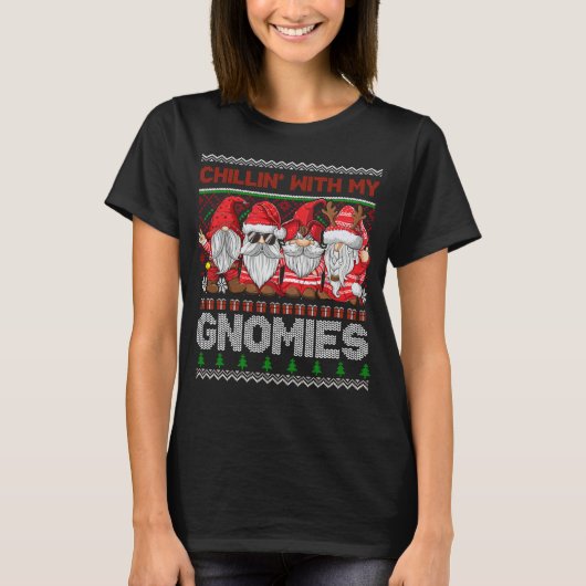 T-shirt Chillin Avec Mes Gnomes Gnome Laide Dans Le Rouge (Devant)
