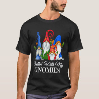 T-shirt Chillin' Avec Mes Gnomes Leopard Buffalo Plaid Chr