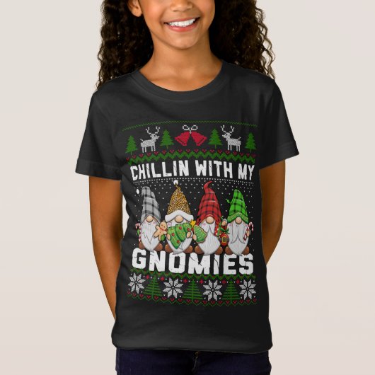 T-Shirt Chillin Avec Mes Gnomies Noël Gnomes mignons moche (Devant)