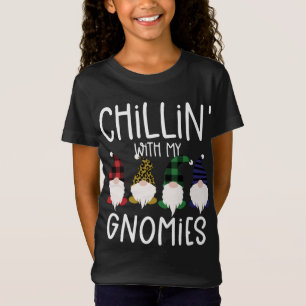 T-Shirt Chillin Avec Mes Gnomies Plaid Léopard Gnomes