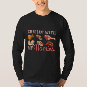 T-shirt Chillin Avec Mes Hommes Poulet Aile Nourriture Bol