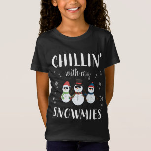 T-Shirt Chillin' Avec Mes Neiges Drôle Mignonne Noël Sno