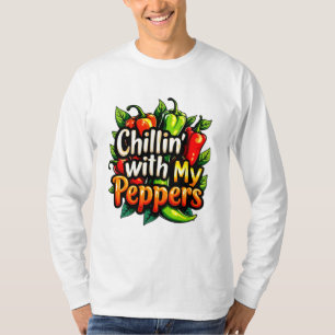 T-shirt Chillin' avec mes poivrons - Graphisme chili color