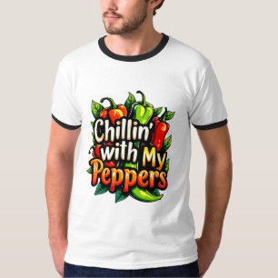 T-shirt Chillin' avec mes poivrons - Graphisme chili color