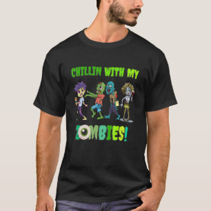 T-shirt Chillin Avec Mes Zombies Halloween Hommes Garçons