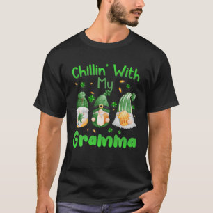 T-shirt Chillin Avec Mon Gramma Green Plaid Gnomes St Patr