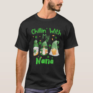 T-shirt Chillin Avec Mon Nana Green Plaid Gnomes St Patric