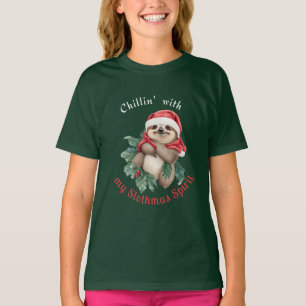T-shirt Chillin avec mon Slothmas Spirit mignon Sloth