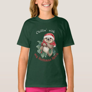 T-shirt Chillin avec mon Slothmas Spirit mignon Sloth