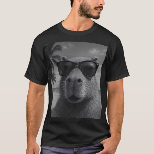 T-shirt Chillin' Capybara Beach Selfie Lunettes de soleil  (Devant)