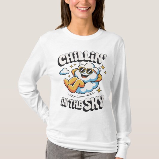 T-shirt Chillin' in the Sky Retro Cloud Design pour l'été (Devant)