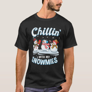 T-shirt Chillin' With My Snowmies Fun Père Noël Snowman Sq