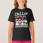 T-shirt Chillin' With My Snowmies Funky Snowman Christmas<br><div class="desc">fête et amusante famille Noël groupe de design assorti qui dit "Chillin avec mes neiges", pour fille, fils, maman, papa, grand-mère, grand-père, petits-enfants, famille et amis, amateurs de neige, pour noël</div>