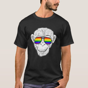 T-shirt Chimie De Singe Avec Lunettes De Soleil Arc-En-Cie
