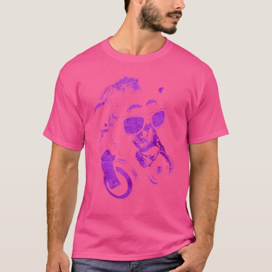 T-shirt Chimie De Singe Avec Lunettes De Soleil Et Casque  (Devant)
