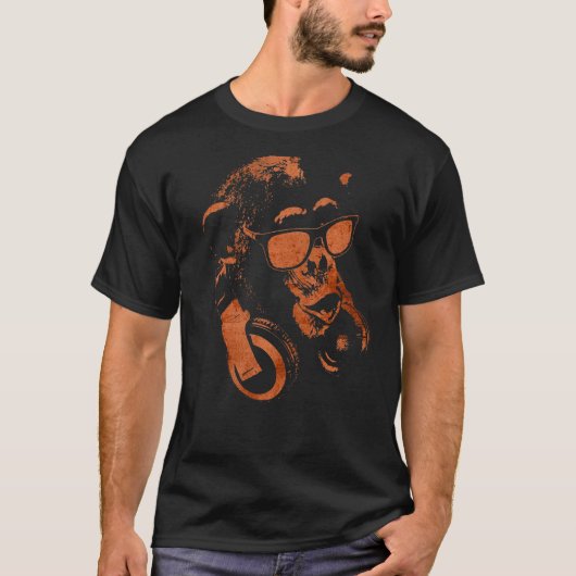 T-shirt Chimie De Singe Avec Lunettes De Soleil Et Casque (Devant)
