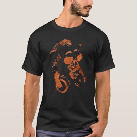 T-shirt Chimie De Singe Avec Lunettes De Soleil Et Casque (Devant)
