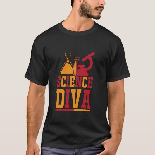 T-shirt Chimie Microscopes Science Diva Female STEM (Devant)
