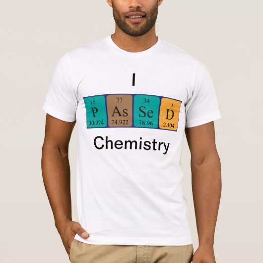 T-shirt Chimie passée chemise de nom de table périodique (Devant)