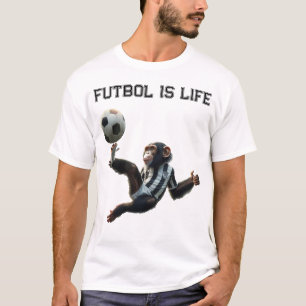 T-shirt Chimp de soccer 'Le Football est la vie'