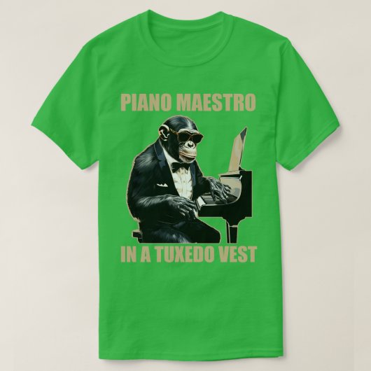T-shirt Chimpanzé Chimp Piano Maestro Dans Un Veste Tuxedo (Design devant)