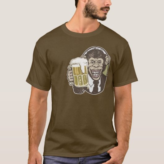 T-shirt Chimpanzé de bière par des studios de Mudge (Devant)
