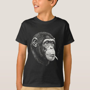 T-shirt Chimpanzé fumant drôle _ mème de singe y2k vintage
