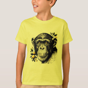 T-shirt Chimpanzé géométrique avec citrons Imprimer