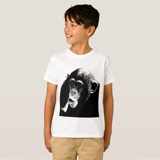 T-shirt Chimpanzé noir blanc (Devant entier)