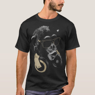 T-shirt Chimpanzé singe avec lunettes de soleil et casque