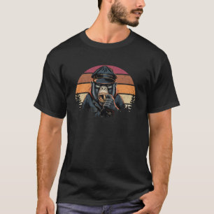 T-shirt Chimpanzé Vintage Rétro Singe Singe Ape Sauvage An
