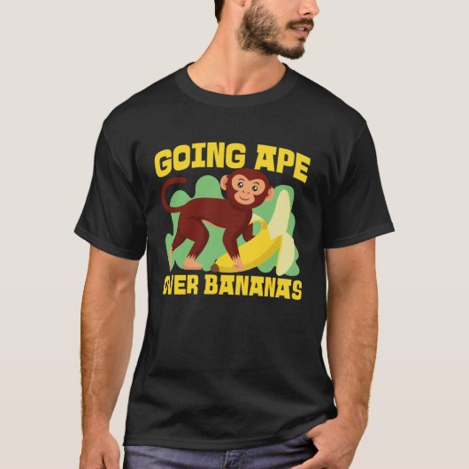 T-shirt Chimpanzee Going Ape Over Bananas (Devant)