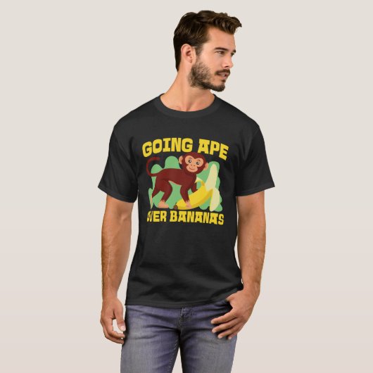 T-shirt Chimpanzee Going Ape Over Bananas (Devant entier)