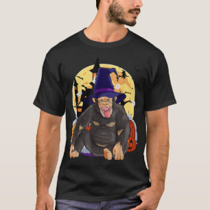 T-shirt Chimpanzee mignon Citrouille de sorcière d'Hallowe
