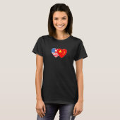 T-shirt China and USA Flag Twin Heart for Chinese American (Devant entier)
