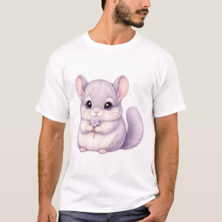 T-shirt Chinchilla adorable avec bouquet de fleurs